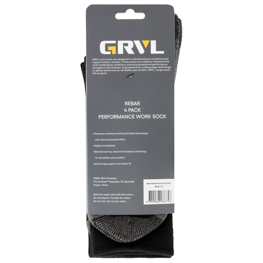 GRVL Socks - Rebar Sorbtek Performance 4 Pack