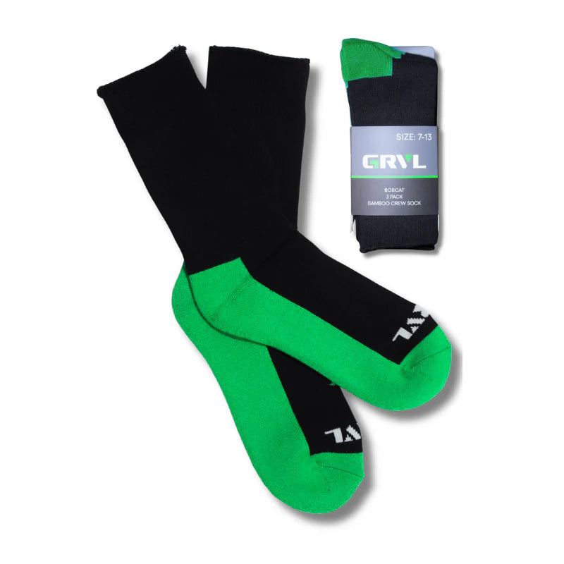 GRVL Socks - Bobcat Bamboo Heavy Duty Crew 3 Pack