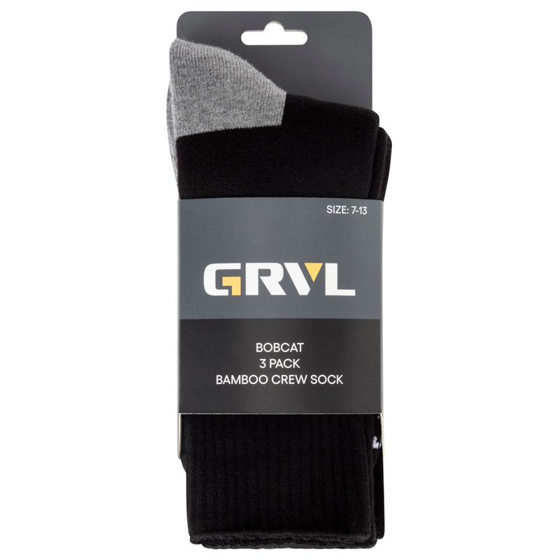 GRVL Socks - Bobcat Bamboo Heavy Duty Crew 3 Pack