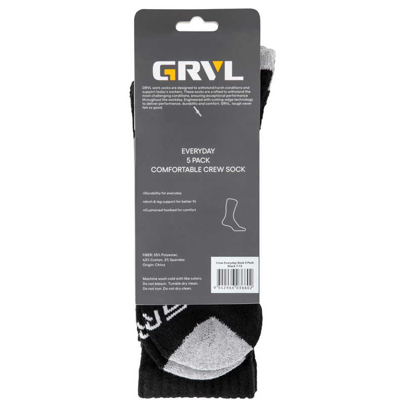GRVL Socks - Crew Cotton 5 Pack