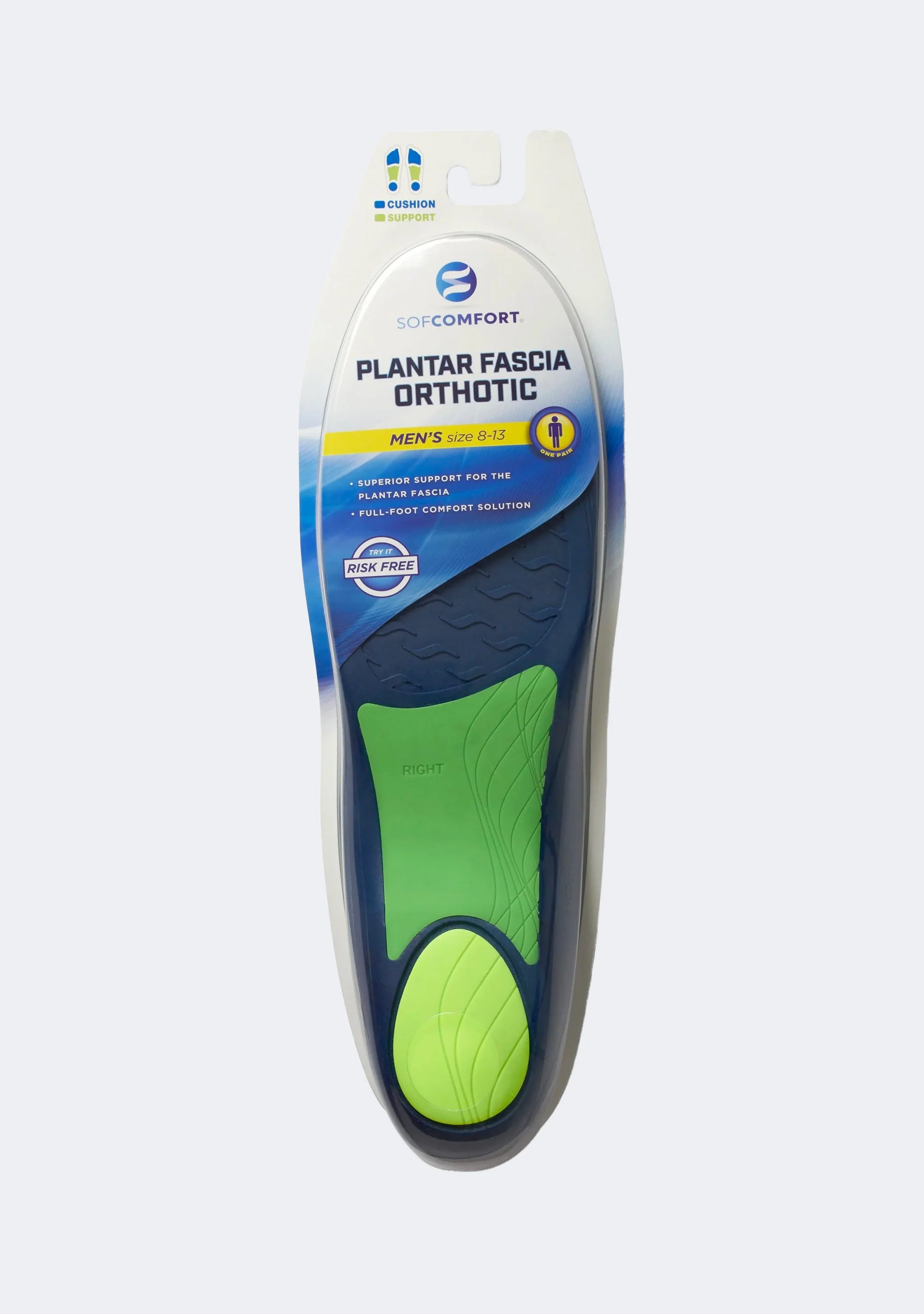 Implus 40307 Sof Comfort Mens Plantar Fascia Orthotic Footbed